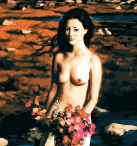 Nueva flor de aceite de mujeres desnudas pintura, Diy pintura al óleo por números women sexy fotografía pintura