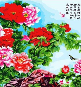 Diy oil painting chinese flower picture-oil painting by numbers kit