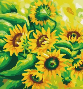 G215 sunflower design painting on canvas 2015 hot pictures painting Diy oil Paint by numbers