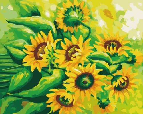 G215 sunflower design painting on canvas 2015 hot pictures painting Diy oil Paint by numbers