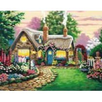 New style Paint by numbers G169 garden lanscape oil painting on canvas