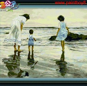 Good quality Diy oil Paint by numbers G016 family photo design seascape painting