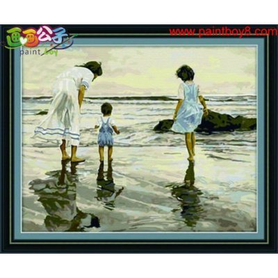 Good quality Diy oil Paint by numbers G016 family photo design seascape painting