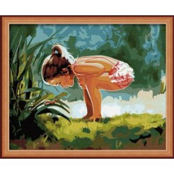 Diy pintura al óleo por digital niña lona de la foto de pintura
