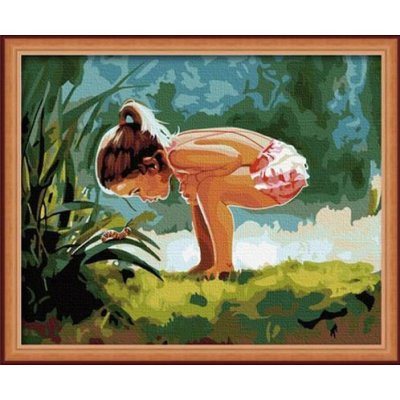 Diy oil painting by digital little girl photo canvas painting
