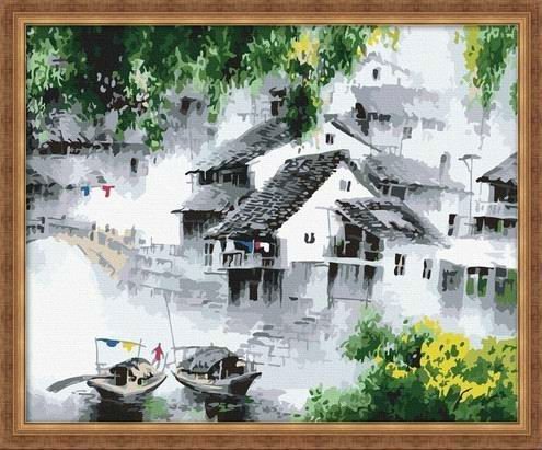 Good quality Diy oil Paint by numbers G104 town landscape chinese town picture
