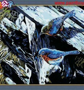Diy pintura al óleo por digital del diseño animal pájaro de pintura por números