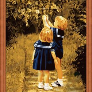 G052 children photo dersign painting on canvas Good quality Diy oil Paint by numbers