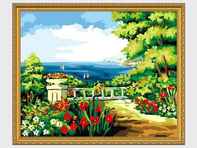 Diy oil painting by digital landscape canvas painting yiwu wholesales