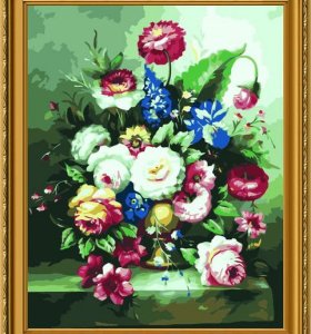 G138 flower design with vase painting on canva New style Paint by numbers