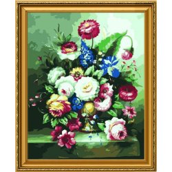G138 blumen-design mit vase gemälde auf canva neuen stil malen nach zahlen