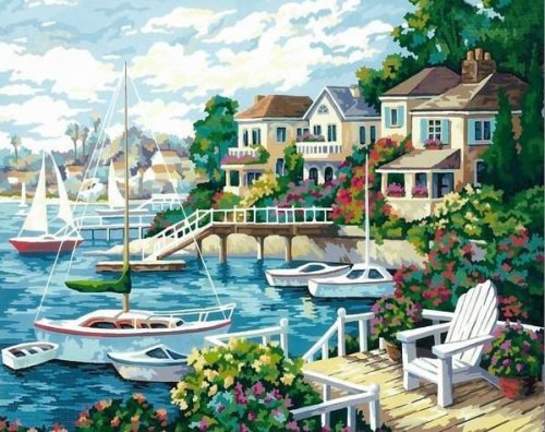 Good quality Diy oil Paint by numbers G170 seascape town landscape