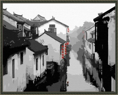 G199 chinese town landscape canvas painting New style Paint by numbers