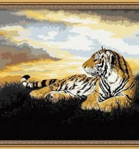 G035 tiger design animal photo painting on canvas Good quality Diy oil Paint by numbers