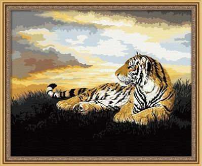 G035 tiger design animal photo painting on canvas Good quality Diy oil Paint by numbers