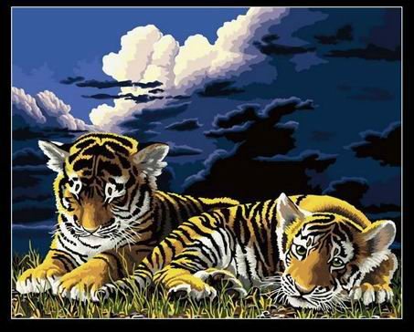 Diy oil painting by numbers GT037 tiger picture animal design acrylic painting on canvas yiwu wholesales