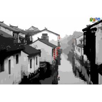 city landscape china town landscape oil painting by numbers wholesales diy oil painting