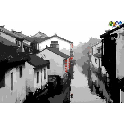 city landscape china town landscape oil painting by numbers wholesales diy oil painting