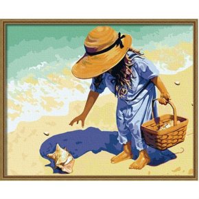 g019 kleines Mädchen foto leinwand Ölgemälde seascape malerei auf leinwand großhandel malen mit zahlen