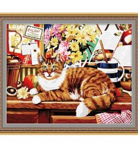 wholesales diy painting with numbers G030 cat design animal pictures painting on canvas paint boy jia cai tian yan