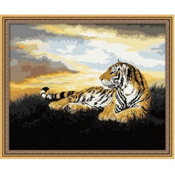 G035 tiger picture animal design oiil painting by number on canvas yiwu wholesales paint boy brand