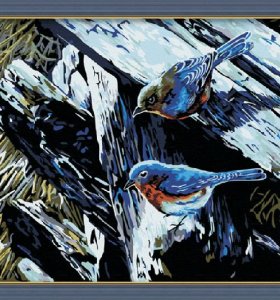 Ventas al por mayor pintura con números del diseño del pájaro cuadro animal pintura en la lona