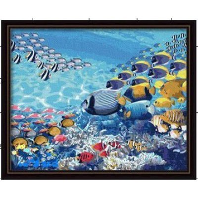 Moderno diseño de los pescados de bellas artes pintura al óleo ventas al por mayor diy pintura por números