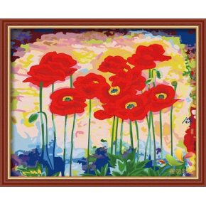 Ventas al por mayor de diy pintura al óleo con números de fábrica nuevo diseño de la flor de pintura al óleo