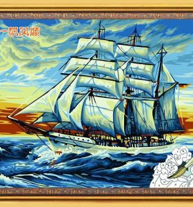 wholesales diy paint by numbers seascape canvas oil painting G077