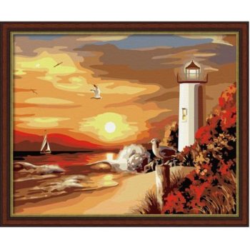 wholesales paint with numbersnaturel seascape canvas painting by number G089