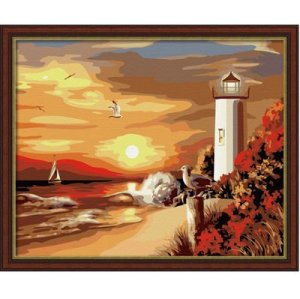 wholesales paint with numbersnaturel seascape canvas painting by number G089