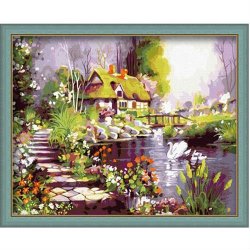 Paisaje caliente venta de la lona pintura al óleo ventas al por mayor diy pintura painti por número