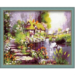 Paisaje caliente venta de la lona pintura al óleo ventas al por mayor diy pintura painti por número