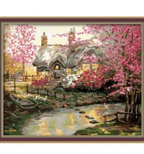 wholesales diy painting with numbers G100 flower house acrylic painting jia cai tian yan painti boy brand