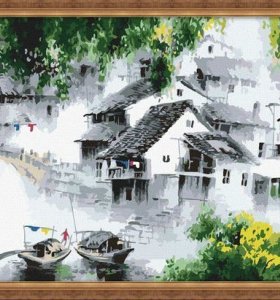 G104 village landscape canvas painting by numbers wholesales diy paint with numbers