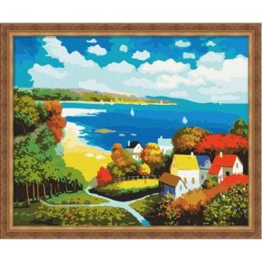 Ventas al por mayor diy pintura de paisaje de la pintura al óleo en la lona determinado de la pintura de diy set