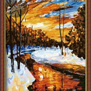 wholesales diy painting with numbers G129 winter landscape canvas painting jia cai tian yan