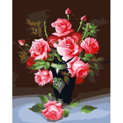 Ventas al por mayor imagen de la flor pintura en la lona de pintura por números