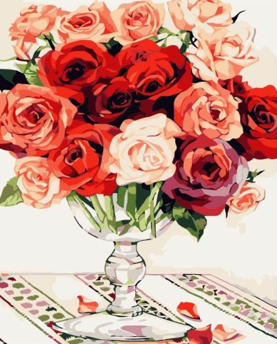 G139 rose flower painting acrylic painting on canvas wholesales paint with numbers