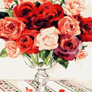 G139 rose flower painting acrylic painting on canvas wholesales paint with numbers
