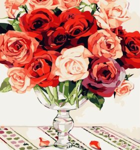 G139 flor de rose pintura acrílica pintura al óleo en la lona ventas al por mayor pintura con números