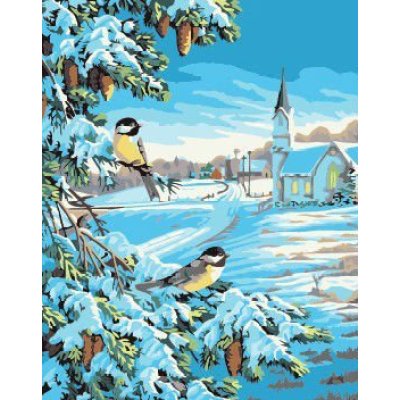 ventas al por mayor de bricolaje pintura por números de nieve de la ciudad de paisaje pinturas al óleo