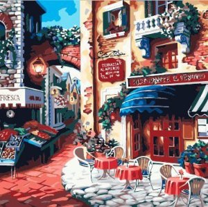 G171 town early morning design oil painting on canvas paint by numbers hot selling paintings
