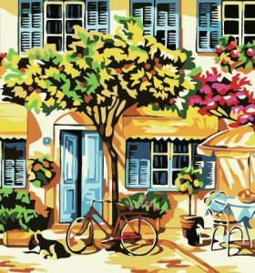 wholesales paint with numbers garden landscape canvas painting by number yiwu wholesales jia cai tian yian