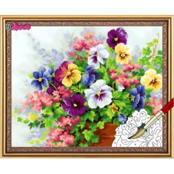 wholesales diy painting with numbers G143 flower picture with vase painting jia cai tian yan paint boy brand