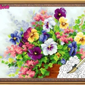 wholesales diy painting with numbers G143 flower picture with vase painting jia cai tian yan paint boy brand