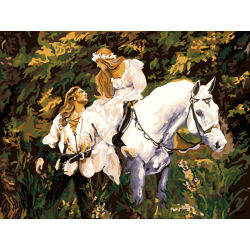 pferd design malen nach zahlen frauen und Pferd bild Ölbild