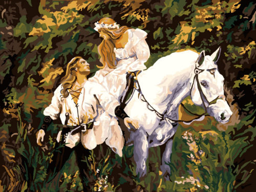 horse design painting by numbers women and horse picture oil painting