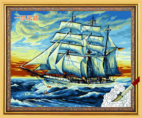 paintboy painting with numbers - acrylic paint -seascape canvas oil painting G077