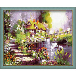 Malen nach zahlen- Umwelt acrylfarbe- Landschaft leinwand gemälde g096